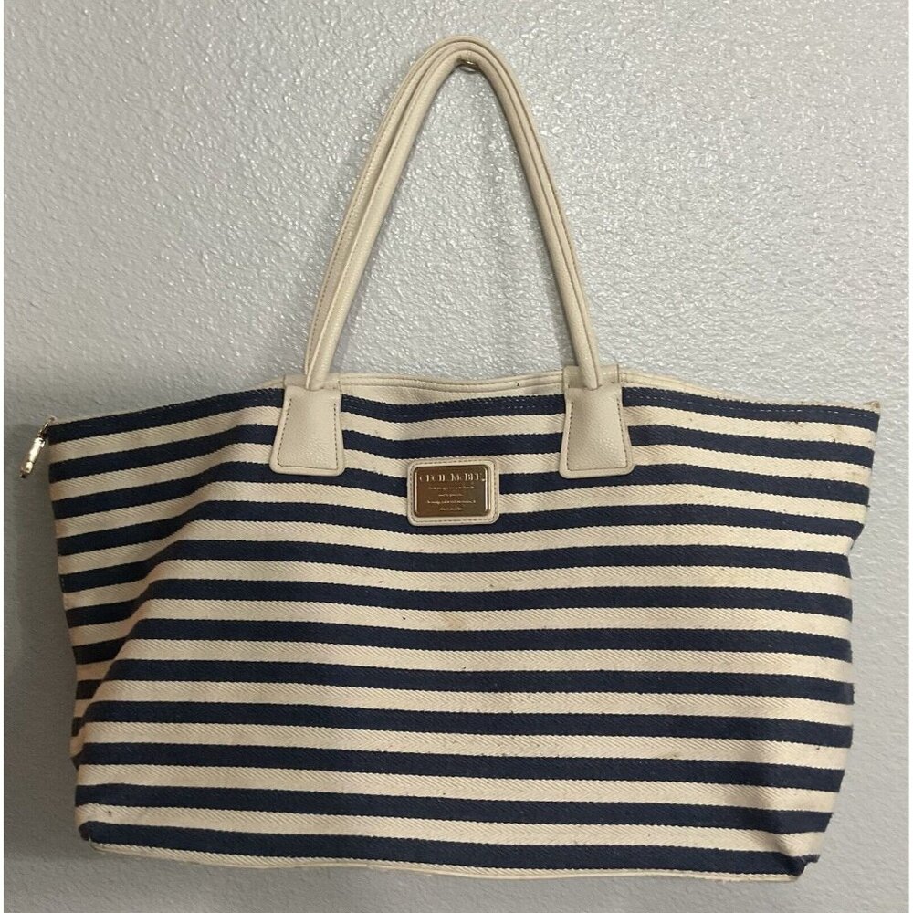 Cecil McBee Striped Canvas Beach Tote - 17x12 - Some Light Staining- See Photos